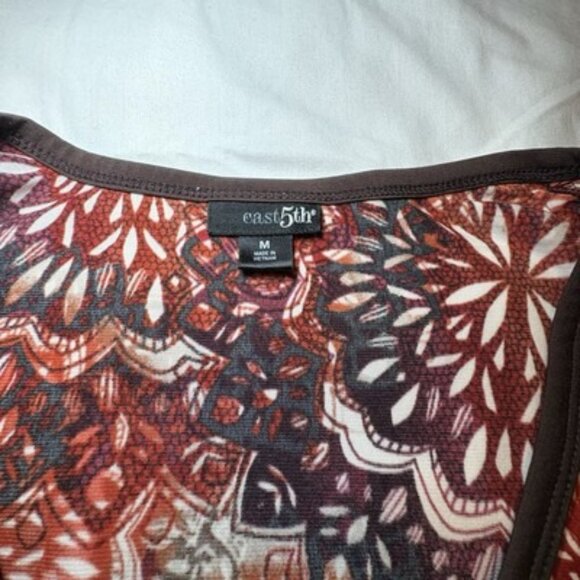 East 5th Y2K Top Medium Orange Floral Babydoll Boho Earthy Grunge Fairy - Picture 6 of 8